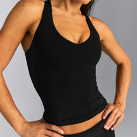 SoftMotion™ Racer Back Vest with Built in Bra Shelf New Branding | Black