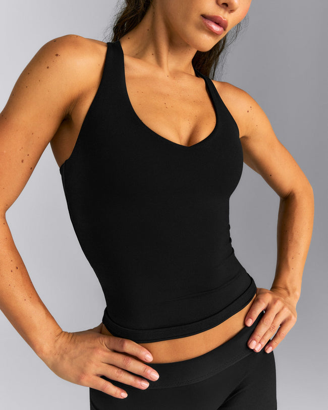 SoftMotion™ Racer Back Vest with Built in Bra Shelf New Branding | Black