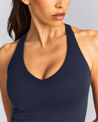 SoftMotion™ Racer Back Vest with Built in Bra Shelf New Branding | True Blue