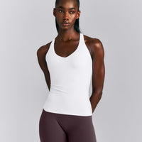 SoftMotion™ Racer Back Vest with Built in Bra Shelf New Branding | White