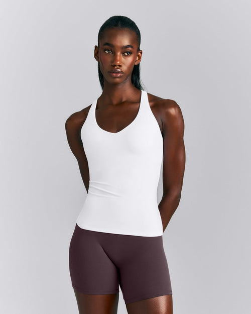SoftMotion™ Racer Back Vest with Built in Bra Shelf | White