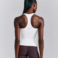 SoftMotion™ Racer Back Vest with Built in Bra Shelf New Branding | White