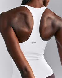 SoftMotion™ Racer Back Vest with Built in Bra Shelf New Branding | White