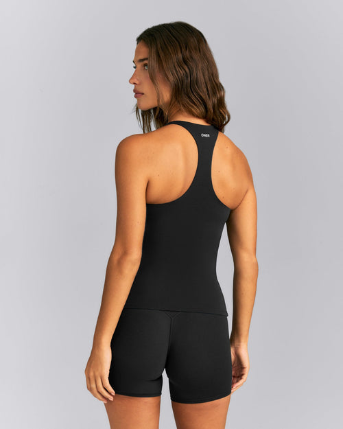 SoftMotion™ Racer Back Vest with Built in Bra Shelf | Black