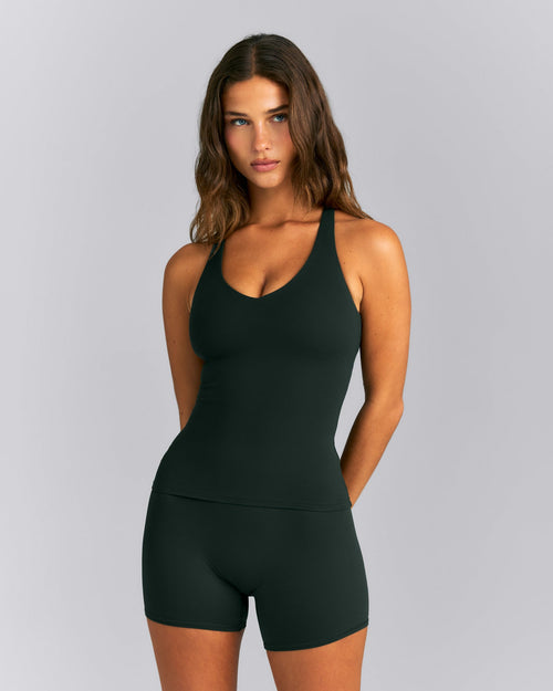 SoftMotion™ Racer Back Vest with Built in Bra Shelf | Emerald Noir