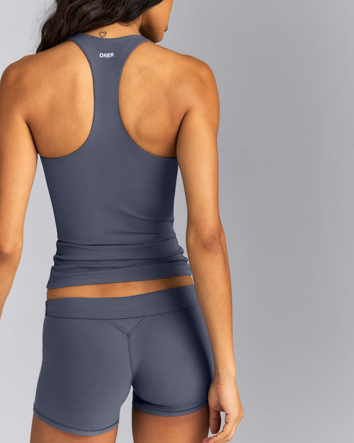SoftMotion™ Racer Back Vest with Built in Bra Shelf | Granite Blue