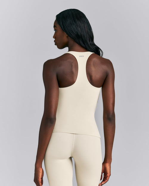 SoftMotion™ Racer Back Vest with Built in Bra Shelf | Oatmeal
