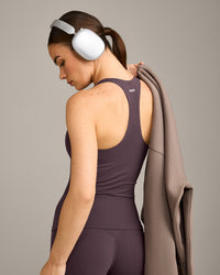 SoftMotion™ Racer Back Vest with Built in Bra Shelf with Grey Logo | Dark Umber Brown