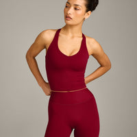 SoftMotion™ Racer Back Mid Vest with Built in Bra Shelf with Grey Logo | Ruby Red