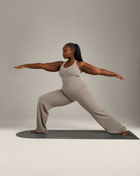 SoftMotion™ Racer Back Vest with Built in Bra Shelf with White Logo | Warm Sand