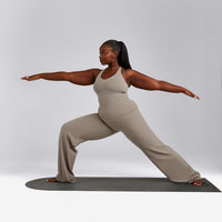 SoftMotion™ Racer Back Vest with Built in Bra Shelf with White Logo | Warm Sand
