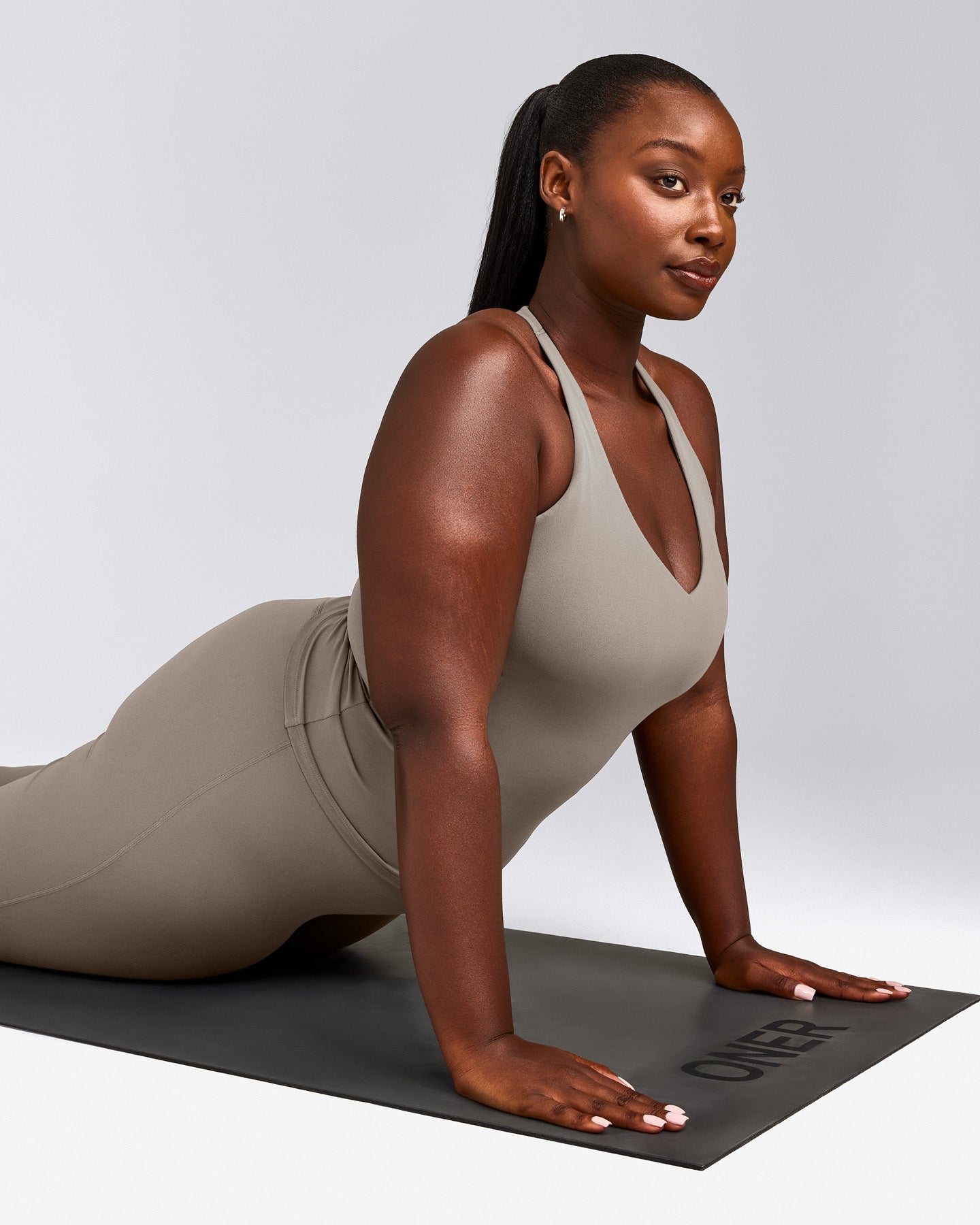 SoftMotion™ Racer Back Vest with Built in Bra Shelf with White Logo | Warm Sand