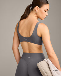 SoftMotion™ Scoop Back Bralette with Grey Logo | Ash Grey