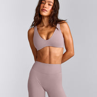 SoftMotion™ Scoop Back Bralette with White Logo | Dusty Purple