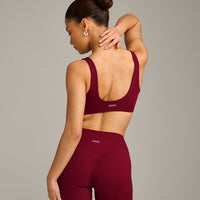 SoftMotion™ Scoop Back Bralette with Grey Logo | Ruby Red