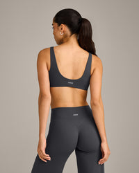 SoftMotion™ Scoop Back Bralette with Grey Logo | Coal