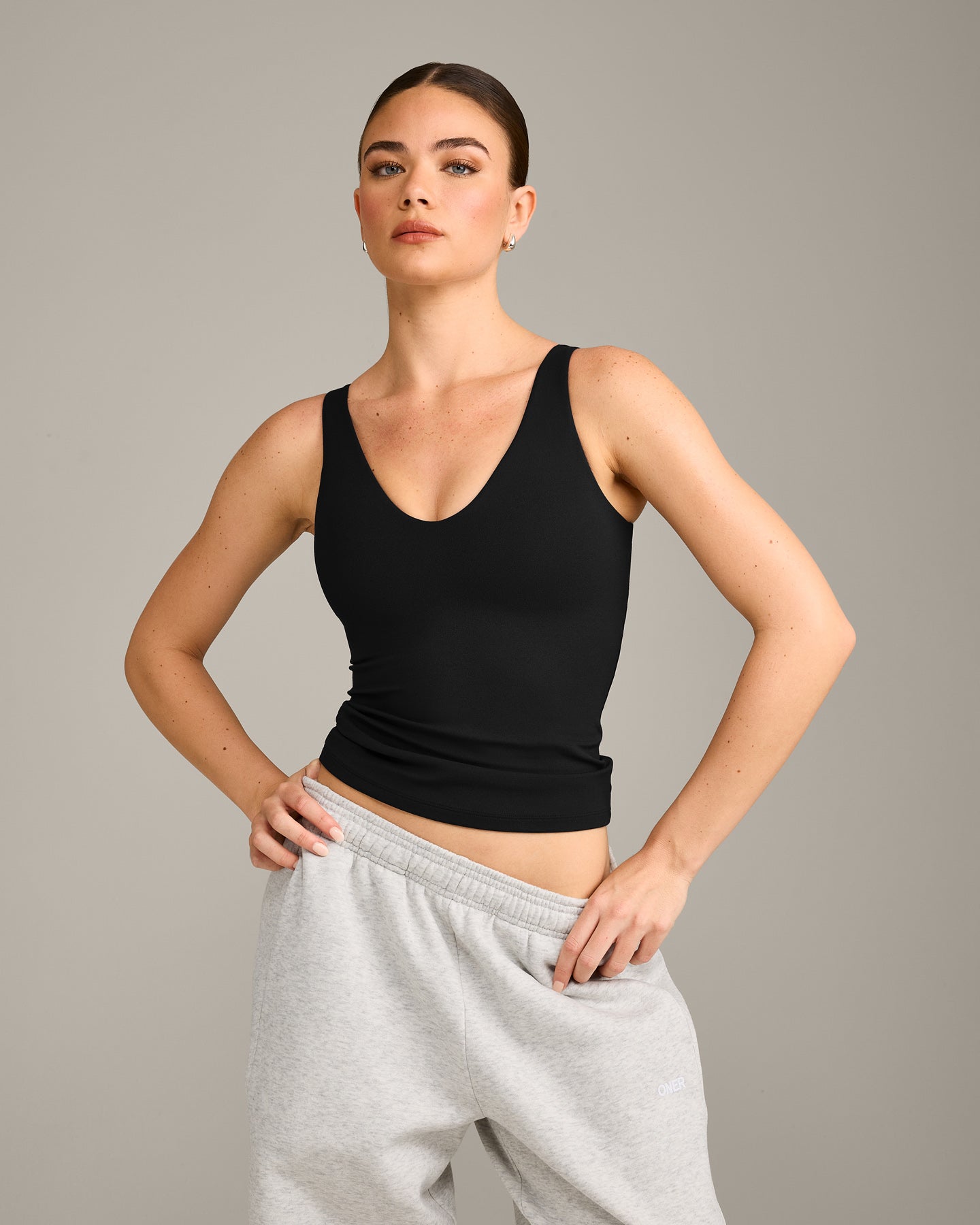 SoftMotion™ Scoop Neck Vest with Grey Logo | Black