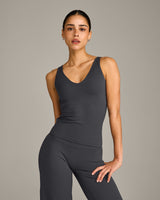SoftMotion™ Scoop Neck Vest with Grey Logo | Coal