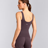 SoftMotion™ Scoop Neck Vest with Grey Logo | Dark Umber Brown
