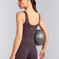 SoftMotion™ Scoop Neck Vest with Grey Logo | Dark Umber Brown