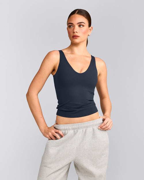 SoftMotion™ Scoop Neck Vest with Grey Logo | True Blue