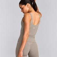 SoftMotion™ Scoop Neck Vest with White Logo | Warm Sand