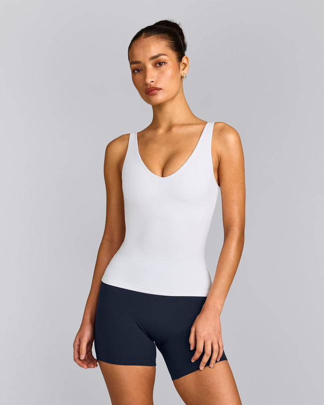 SoftMotion™ Scoop Neck Vest with Grey Logo | White