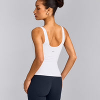 SoftMotion™ Scoop Neck Vest with Grey Logo | White