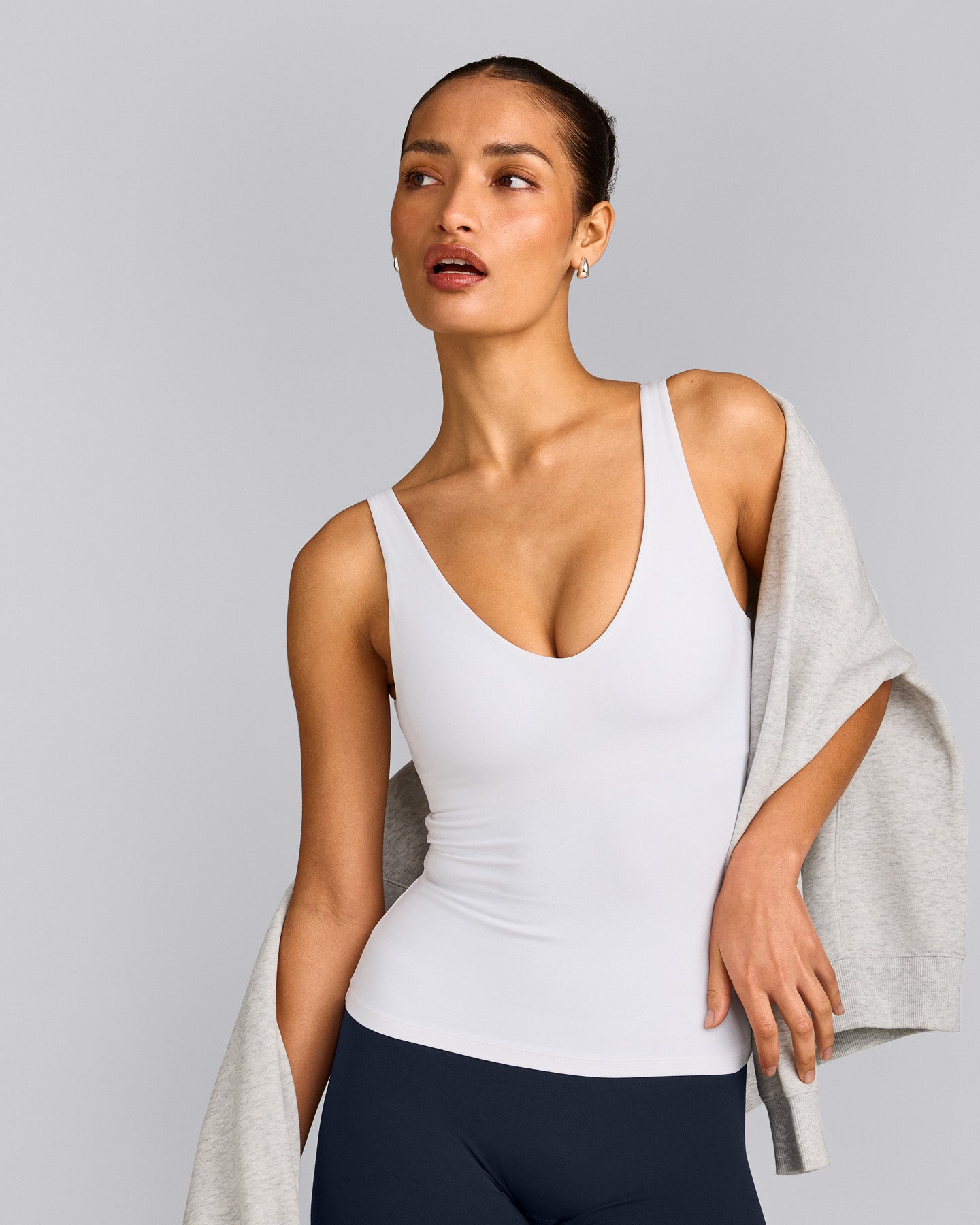 SoftMotion™ Scoop Neck Vest with Grey Logo | White
