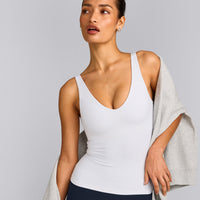 SoftMotion™ Scoop Neck Vest with Grey Logo | White