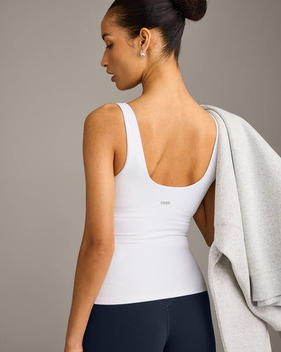 SoftMotion™ Scoop Neck Vest with Grey Logo | White