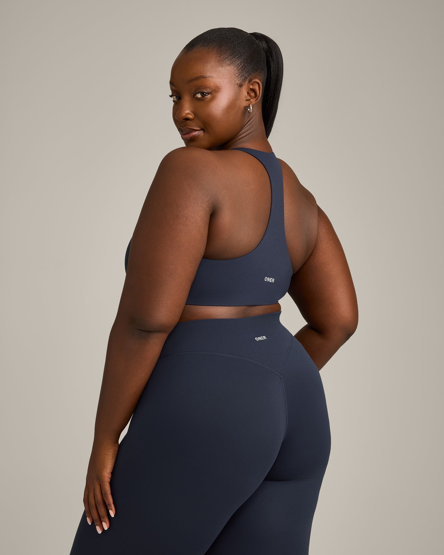 SoftMotion™ Sports Bra with Grey Logo | True Blue