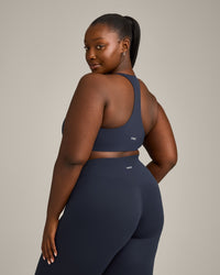 SoftMotion™ Sports Bra with Grey Logo | True Blue