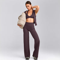 SoftMotion™ Straight Leg Bottoms with Grey Logo | Dark Umber Brown