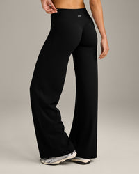 SoftMotion™ Straight Leg Bottoms with Grey Logo | Black