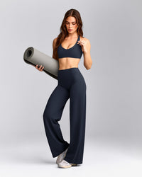 SoftMotion™ Straight Leg Bottoms with Grey Logo | True Blue