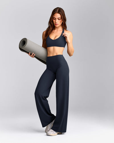 SoftMotion™ Straight Leg Bottoms with Grey Logo | True Blue