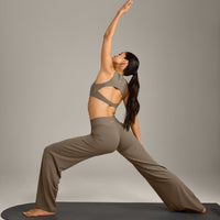 SoftMotion™ Straight Leg Bottoms with Grey Logo | Moss Brown