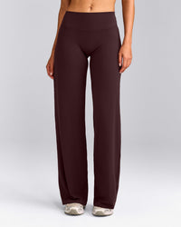 SoftMotion™ Straight Leg Bottoms with Grey Logo | Plum Brown