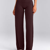 SoftMotion™ Straight Leg Bottoms with Grey Logo | Plum Brown