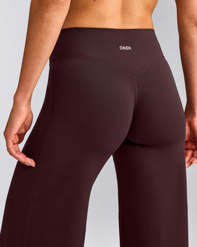 SoftMotion™ Straight Leg Bottoms with Grey Logo | Plum Brown