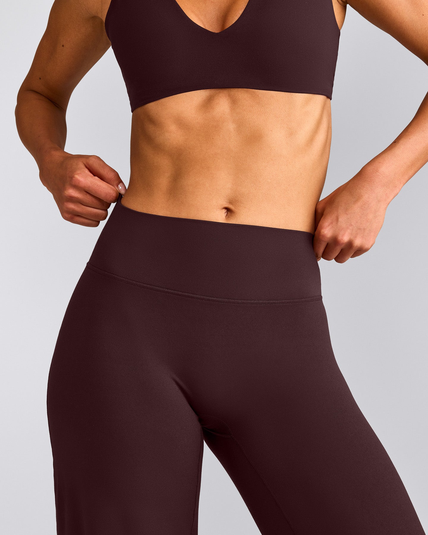 SoftMotion™ Straight Leg Bottoms with Grey Logo | Plum Brown