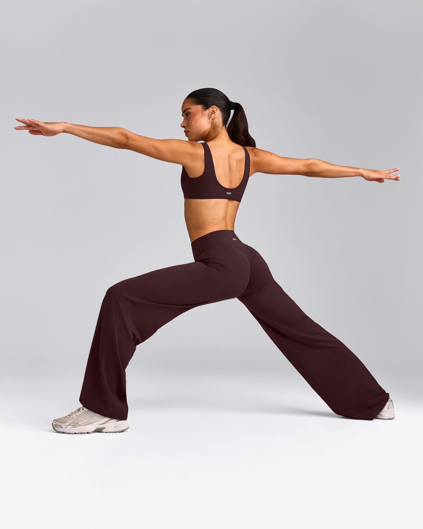 SoftMotion™ Straight Leg Bottoms with Grey Logo | Plum Brown