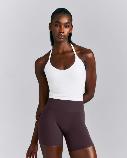 SoftMotion™ Strappy Halter Neck Mid Vest with Built in Bra Shelf New Branding | White