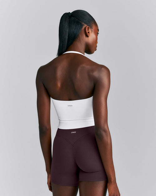 SoftMotion™ Strappy Halter Neck Mid Vest with Built in Bra Shelf New Branding | White