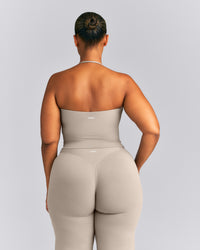 SoftMotion™ Strappy Halter Neck Mid Vest with Built in Bra Shelf | Warm Sand