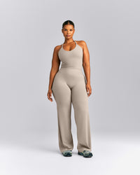 SoftMotion™ Strappy Halter Neck Mid Vest with Built in Bra Shelf | Warm Sand