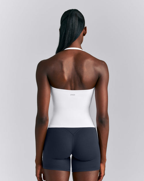 SoftMotion™ Strappy Halter Neck Vest with Built in Bra Shelf New Branding | White