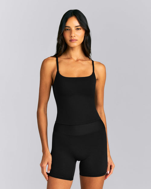 SoftMotion™ Strappy Vest with Built in Bra Shelf New Branding | Black