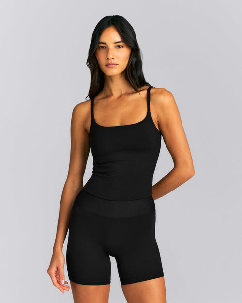 SoftMotion™ Strappy Mid Vest with Built in Bra Shelf New Branding | Black